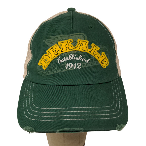 Dekalb Speed Mesh Back Strapback Hat Green Yellow OSFM Embroidered Logo - Picture 1 of 11